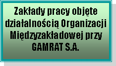 Pole tekstowe: Zakady pracy objte dziaalnoci OrganizacjiMidzyzakadowej przy GAMRAT S.A.